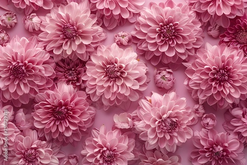 chrysanthemums, their lush and intricate blooms captured in lifelike detail against a refined and timeless solid color background in 16k high resolution. © Ghouri