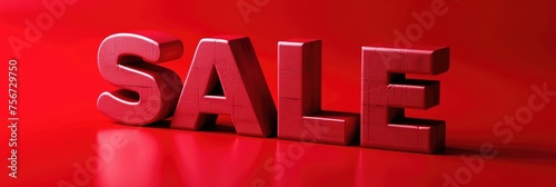 Bold Red SALE Text Concept on Shiny Reflective Surface