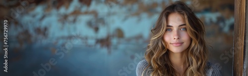 Beautiful girl model with long coloured hair, in the style of light gray