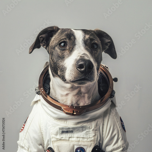 dog in astronaut suit, white background