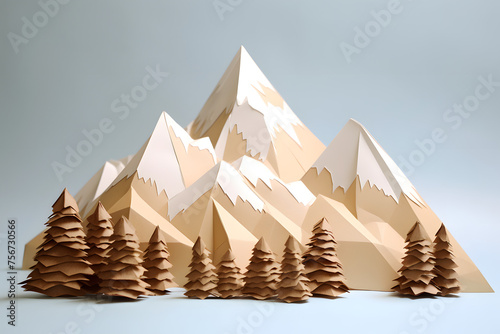 Origami paperstyle mountains  origami style mountain range  origami landscape  paperstyle origammi alps