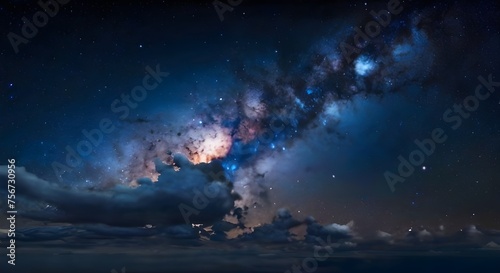 Night sky glows with the beauty of the Milky Way space galaxy