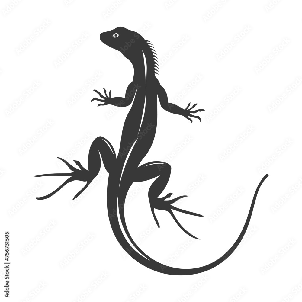 Naklejka premium Silhouette lizard animal black color only full body