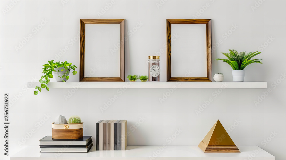 Fototapeta premium Elegant Interior with Stylish Decor, Modern Furniture, and Chic Wall Frames for a Sophisticated, Trendy Look