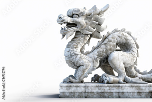 A guardian dragon  statuesque and vigilant  stands at the entrance of an ancient temple.