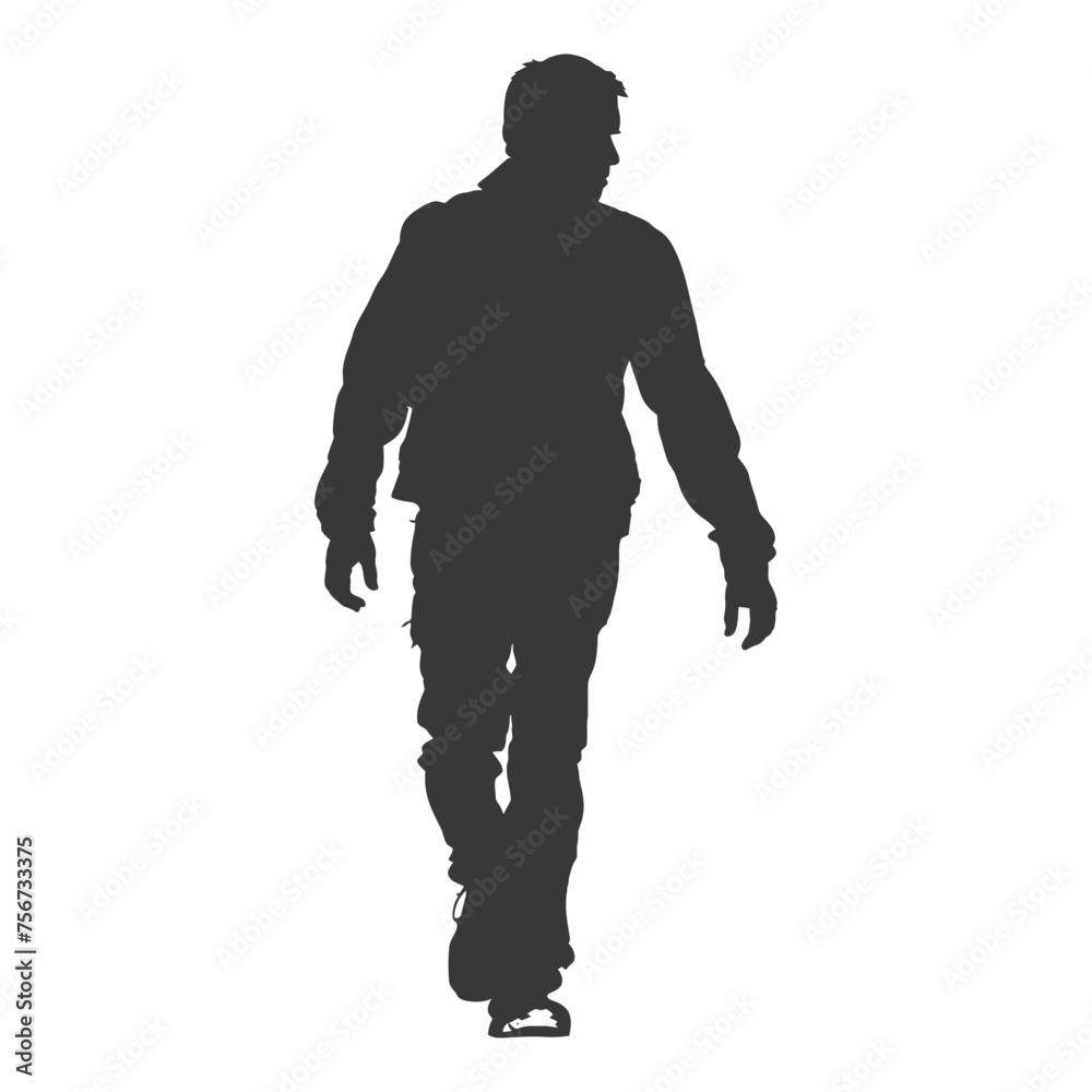 Silhouette person walking in action black color only Silhouette person walking in action black color only