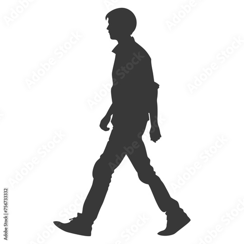 Silhouette person walking in action black color only