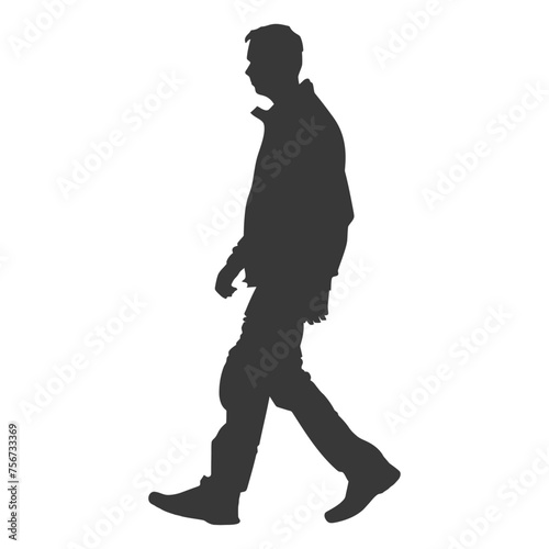 Silhouette person walking in action black color only