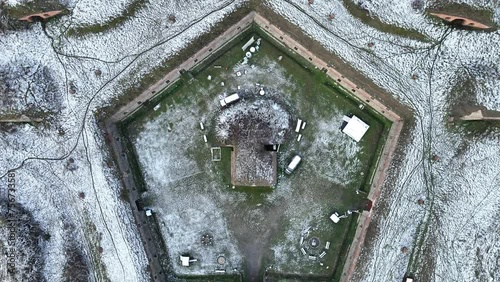 Aerial drone view of Nysa Stronghold early modern defensive systems. Fort nysa. Prussian fortress nysa in Opole. Fort Prussia, erected on the hills of the northern bank of the Nysa Klodzka river. photo