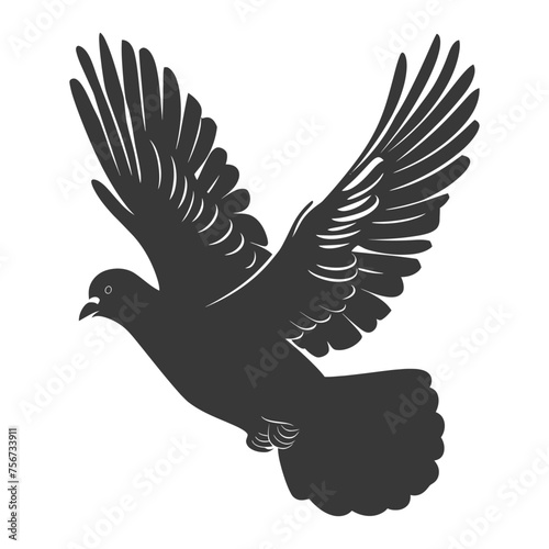 Silhouette pigeon bird animal fly black color only