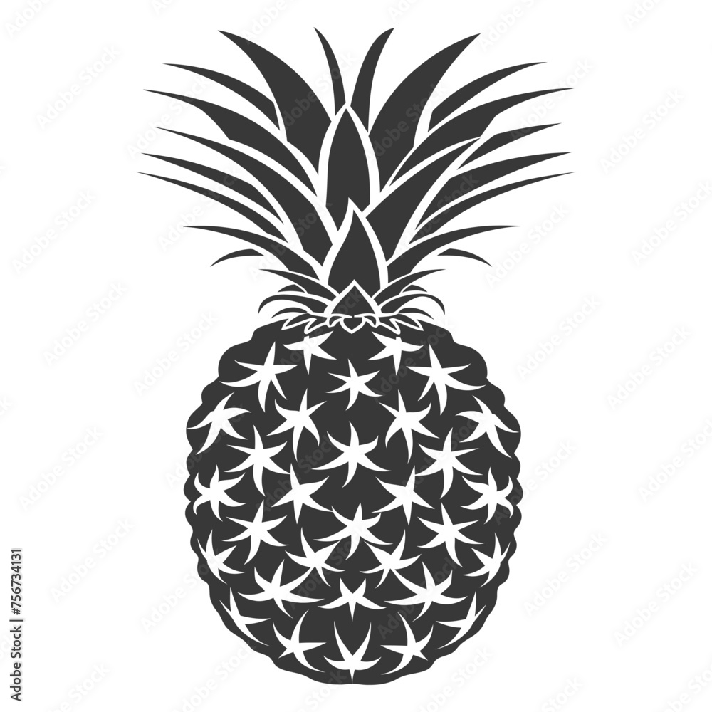 Obraz premium Silhouette Pineapple Fruit black color only