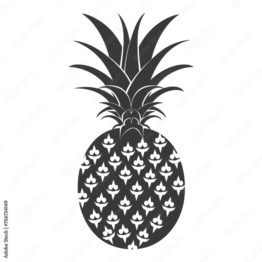 Obraz premium Silhouette Pineapple Fruit black color only