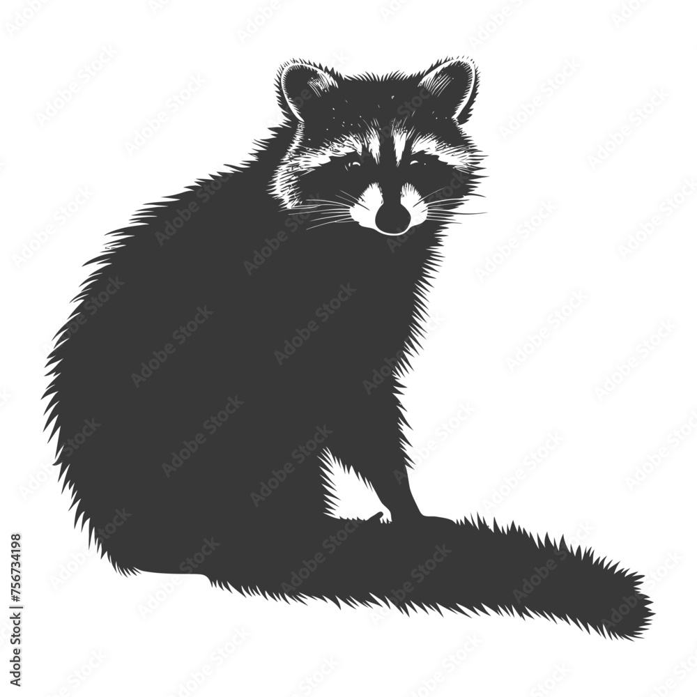 Silhouette Raccoon Animal black color only full body Silhouette Raccoon Animal black color only full body