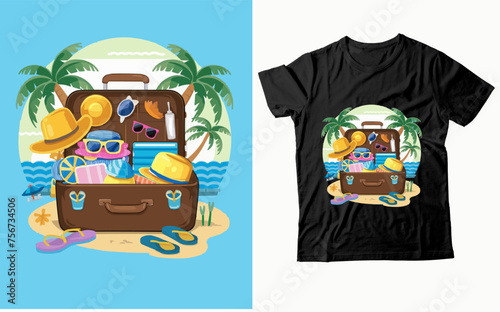 Vacation suitcase seaside sunny t shirt design