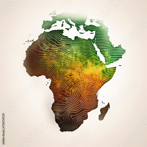 digital painting african continent in the form of unique finger print