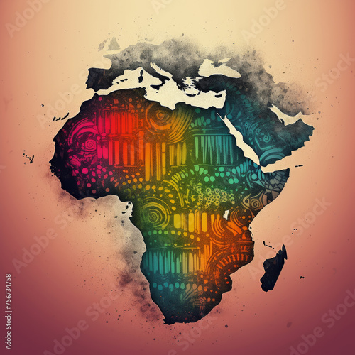 digital painting african continent in the form of unique finger print photo