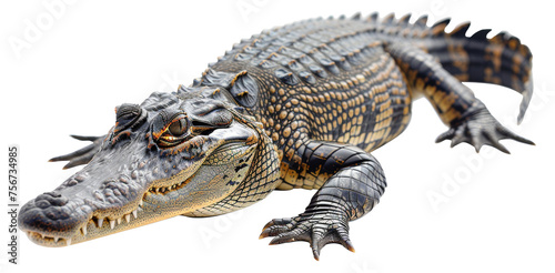 Majestic alligator basking in natural habitat  cut out - stock png.