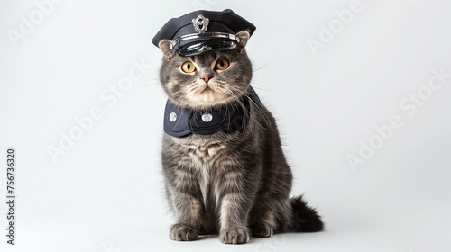 cat, British Semi-longhair Cat in police uniform