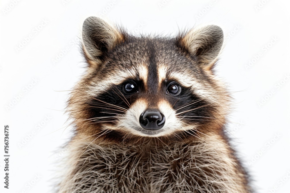 A close-up of a raccoon looking at the camera. Perfect for wildlife and animal themes