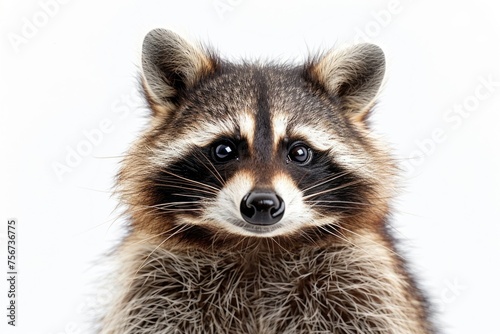 A close-up of a raccoon looking at the camera. Perfect for wildlife and animal themes © Fotograf