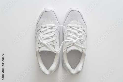 White sneakers placed on a clean white background. Ideal for fashion or lifestyle concepts