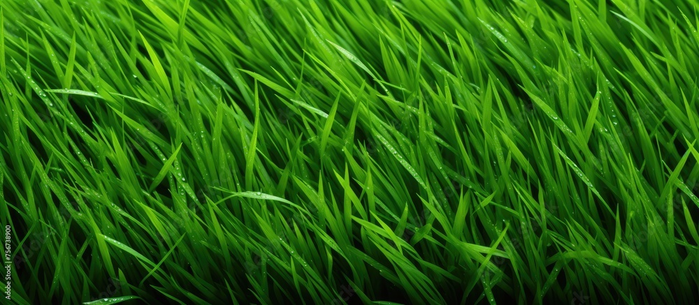 A closeup view of a field of green grass swaying in the wind, showcasing the beauty of terrestrial plants and grasslands in the landscape A closeup view of a field of green grass swaying in the wind, showcasing the beauty of terrestrial plants and grasslands in the landscape