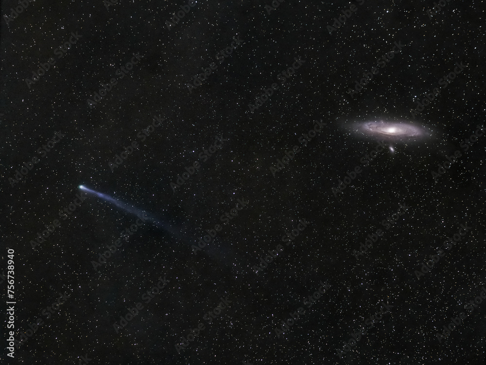 Comet 12P/Pons–Brooks is set to exit the Andromeda constellation - obrazy, fototapety, plakaty 
