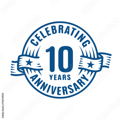 10 years logo design template. 10th anniversary vector and illustration.