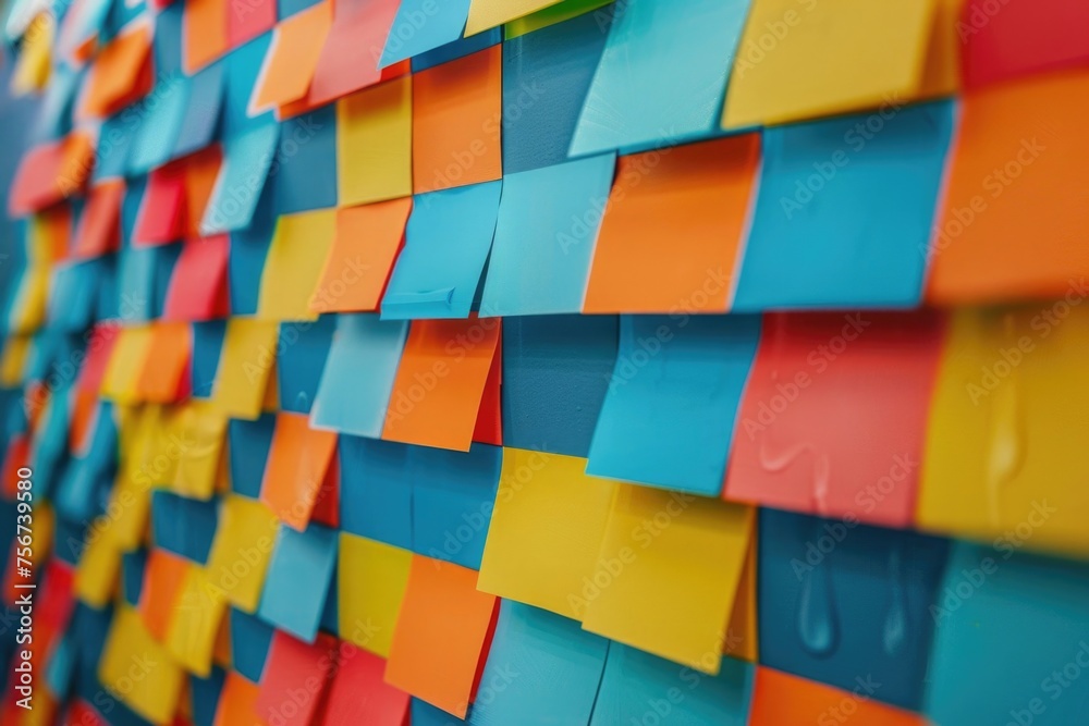 A detailed view of colorful post it notes. Perfect for office or education concepts