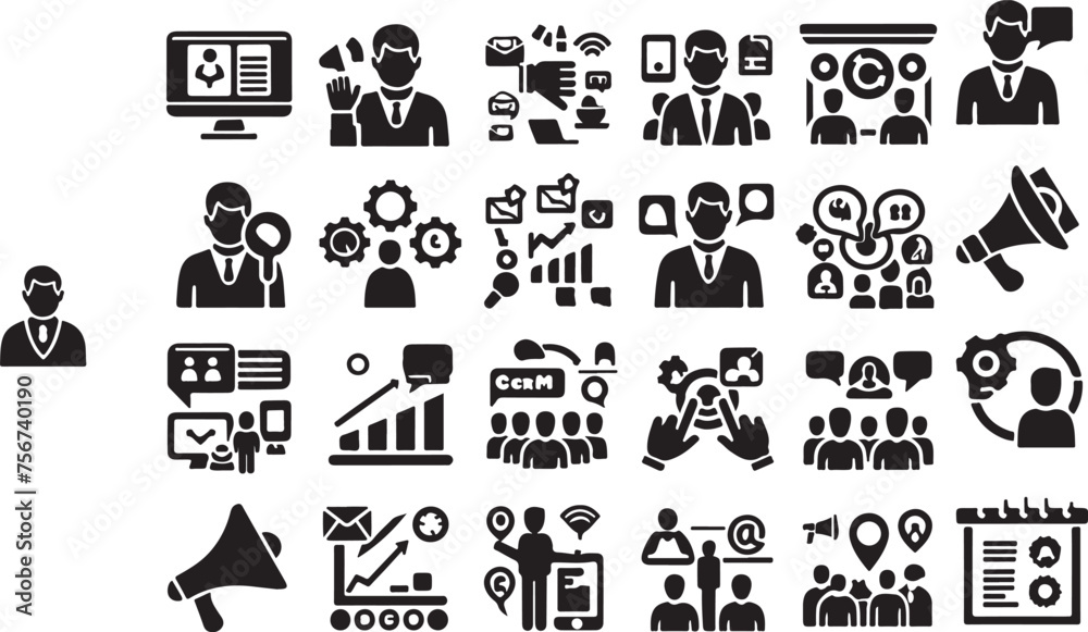 business icons set, business people icons