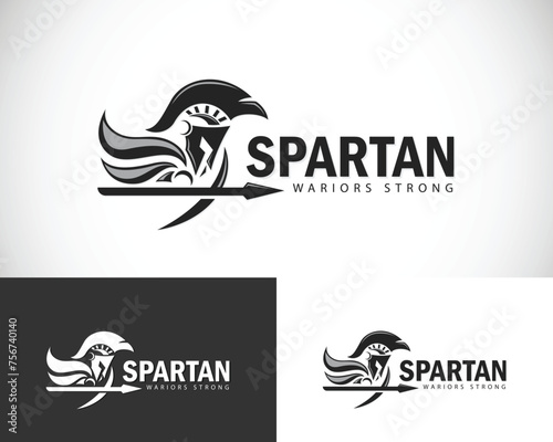 spartan logo creative helmet design concept soldier