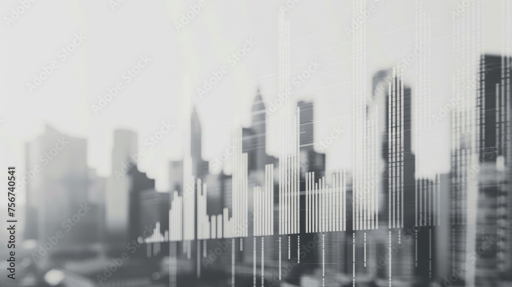 Abstract financial growth concept on cityscape background
