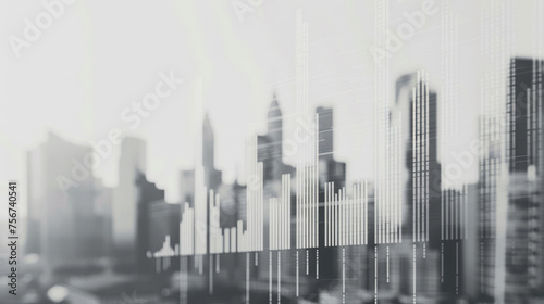Abstract financial growth concept on cityscape background © Michael