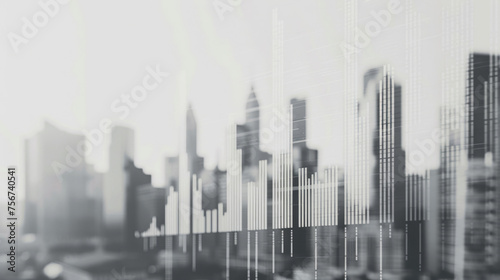 Abstract financial growth concept on cityscape background