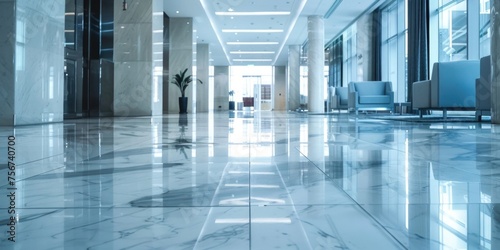 An empty lobby with a plant in a vase. Suitable for interior design concepts