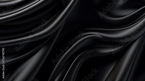 Modern black metal backdrop with waves, abstract dark metallic background