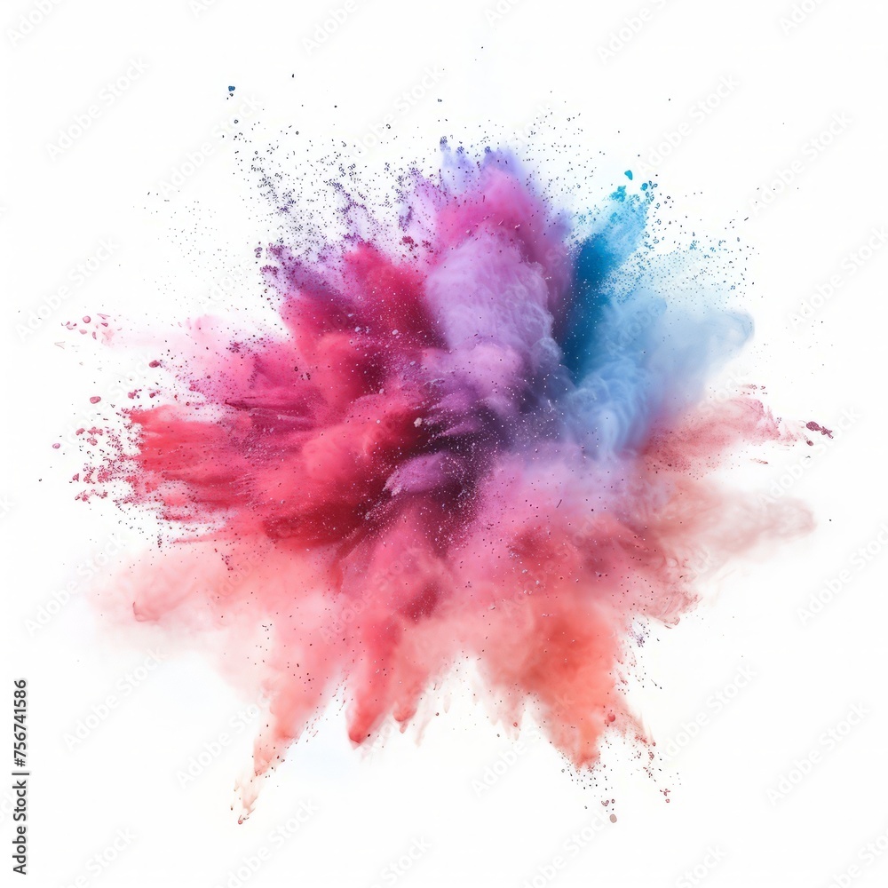Pastel colorful powder explosion on white background - obrazy, fototapety, plakaty 