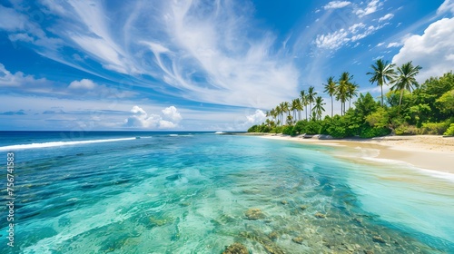 Landscape of paradise tropical island beach