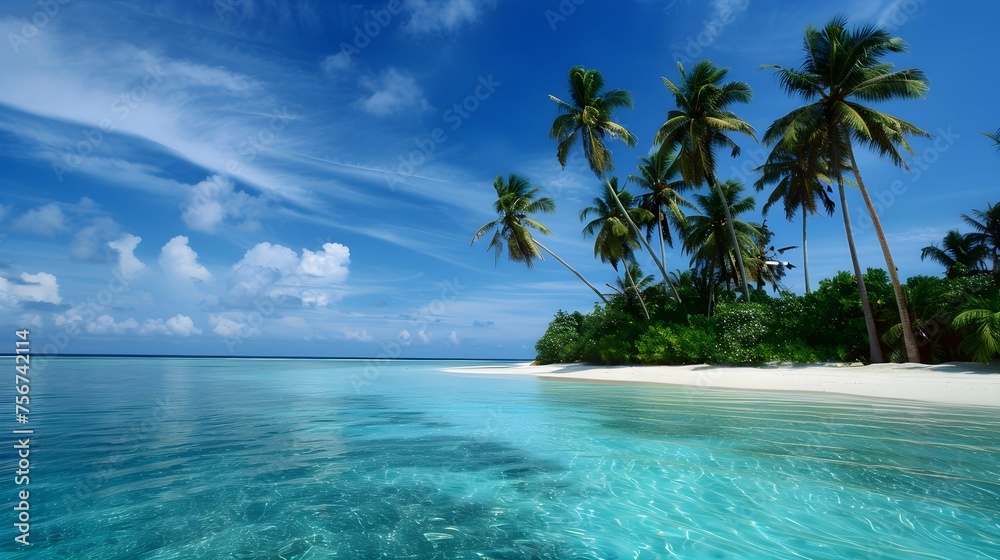 Tropical Maldives Island. Paradise Vacation Destination.