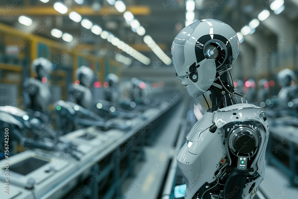 The dawn of a new era, industrial automation with humanoid robots. Innovation concept The dawn of a new era, industrial automation with humanoid robots. Innovation concept