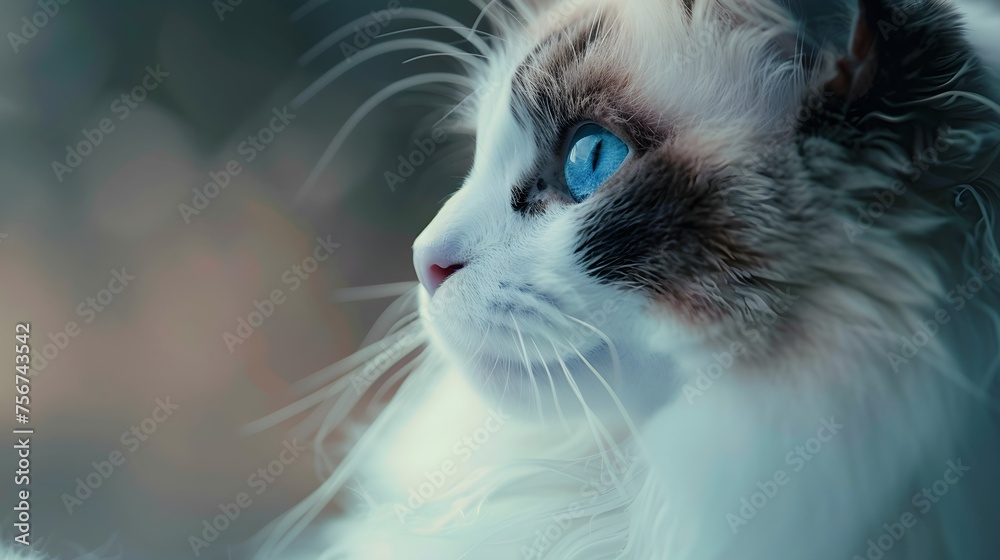 Portrait of a beautiful ragdoll cat with blue eyes Portrait of a beautiful ragdoll cat with blue eyes