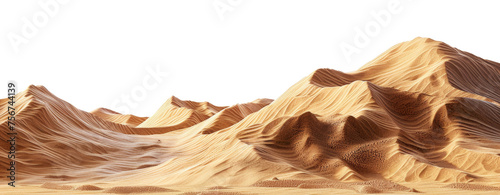 Tranquil desert dunes under the silence of night, cut out - stock png.
