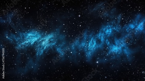 A captivating interstellar scene highlighting a vibrant blue galaxy nebula amidst the infinite expanse