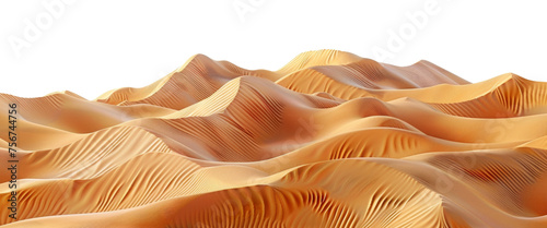 Tranquil desert dunes under the silence of night, cut out - stock png.