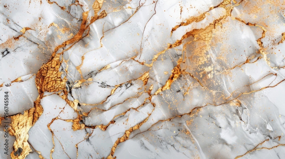 Close-up of a marble surface with elegant gold paint, perfect for luxury design projects