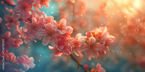 Pink magnolia flower. AI generated art illustration. © Edward Puchkov