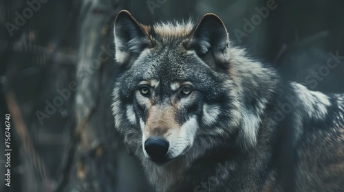 Scary dark gray Wolf