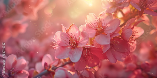Pink magnolia flower. AI generated art illustration.