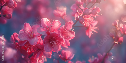 Pink magnolia flower. AI generated art illustration.