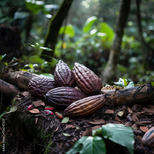 cacao plant in rainforest сreated with Generative Ai © Andrii Yablonskyi